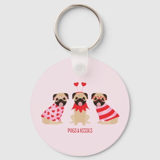 Pugs en kussen Schattige Pug Dogs Sleutelhanger (Achterkant)