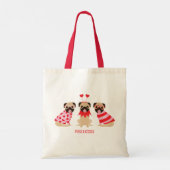 Pugs en kussen Schattige Pug Dogs Tote Bag (Achterkant)