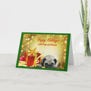 Pugs en van Kussen de Giften van de Kerstkaart Feestdagen Kaart