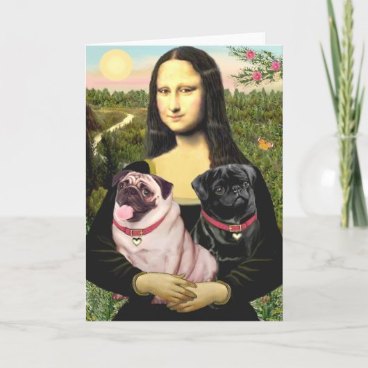 Pugs (Fawn + Blk) - Mona Lisa Kaart (Voorkant)