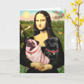 Pugs (Fawn + Blk) - Mona Lisa Kaart (Gele Bloem)