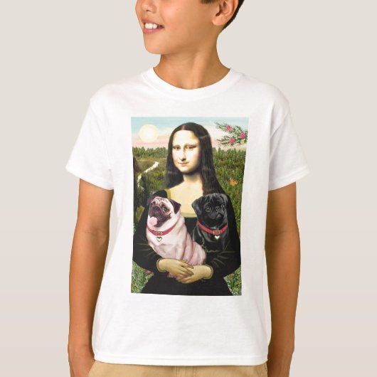 Pugs (Fawn + Blk) - Mona Lisa T-shirt (Voorkant)