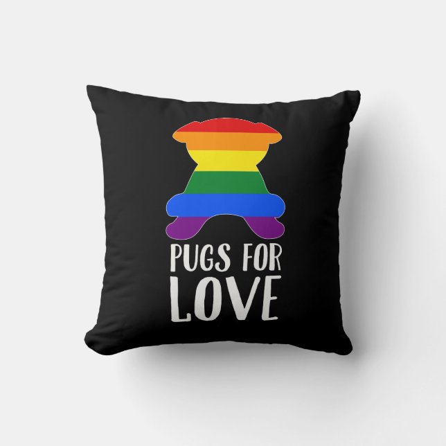 Pugs for Love Celebrates Gay Pride Black Kussen (Voorkant)