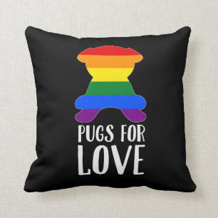 Pugs for Love Celebrates Gay Pride Black Kussen