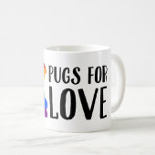 Pugs for Love Gay Pride Flag Coffee Tea Koffiemok (Voorkant rechts)