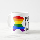 Pugs for Love Gay Pride Flag Coffee Tea Koffiemok (Voorkant links)