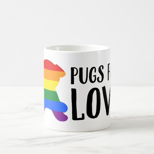Pugs for Love Gay Pride Flag Coffee Tea Koffiemok (Center)
