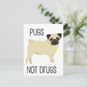 Pugs geen drugs briefkaart (Staand voorkant)