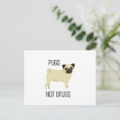 Pugs geen drugs briefkaart (Staand voorkant)