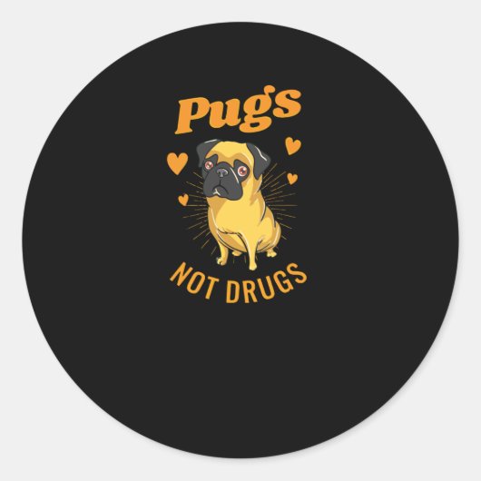 Pugs geen drugs ronde sticker (Voorkant)