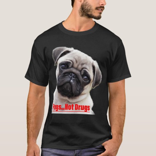 Pugs, geen drugs t-shirt (Voorkant)