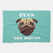 Pugs geen drugs theedoek (Horizontaal)