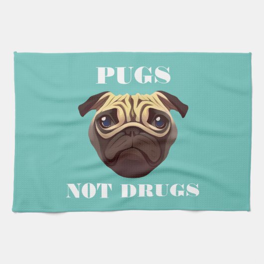 Pugs geen drugs theedoek (Horizontaal)