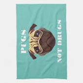 Pugs geen drugs theedoek (Verticaal)