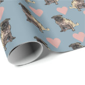 Pugs & harten cadeaupapier (Rol Hoek)