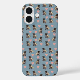 Pugs & harten iPhone 16 hoesje