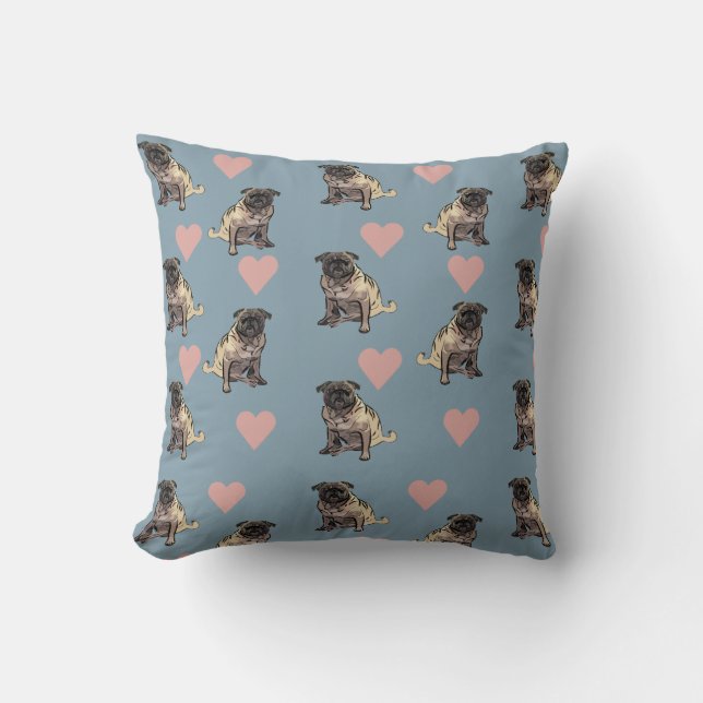 Pugs & harten kussen (Voorkant)