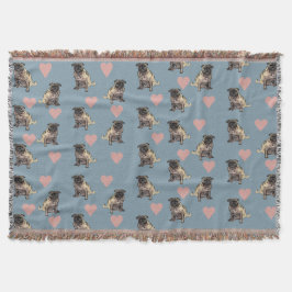Pugs & hearts deken