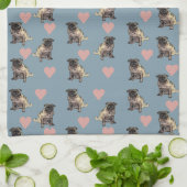 Pugs & hearts theedoek (Gevouwen)