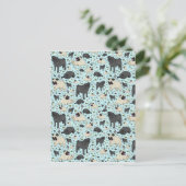 Pugs in blauw briefkaart (Staand voorkant)