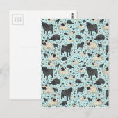 Pugs in blauw briefkaart (Voorkant / Achterkant)