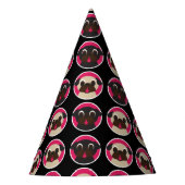 Pugs in Circles Black Birthday Party Feesthoedjes (Voorkant)