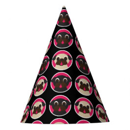 Pugs in Circles Black Birthday Party Feesthoedjes