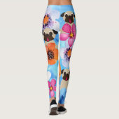 Pugs in de bloementeelt leggings (Achterkant)