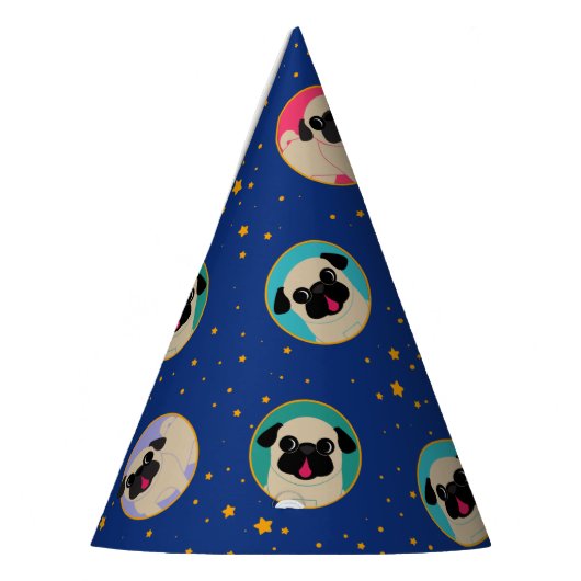 Pugs in de Petten van de Stars Pattern Partij Feesthoedjes (Links)