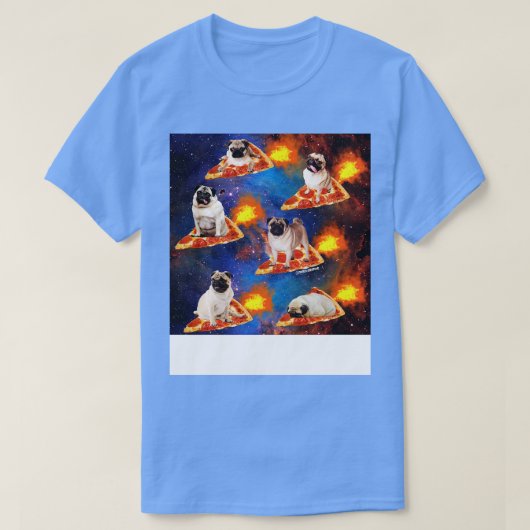 Pugs in de ruimte rijden pizza t-shirt (Design voorkant)