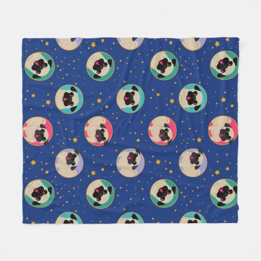 Pugs in de sterren fleece deken (Voorkant (Horizontaal))