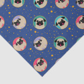 Pugs in gekleurde cirkels in hemel en sterren tissuepapier (Detail)