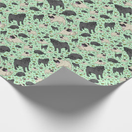 Pugs in Green Cadeaupapier