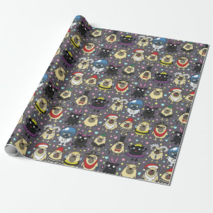 Pugs in kostuums cadeaupapier