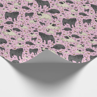 Pugs in roze cadeaupapier