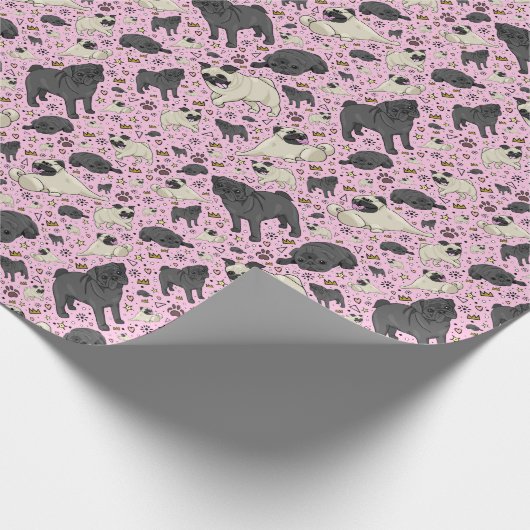 Pugs in roze cadeaupapier (Hoek)