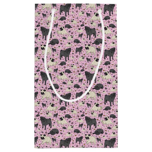 Pugs in roze klein cadeauzakje (Achterkant)