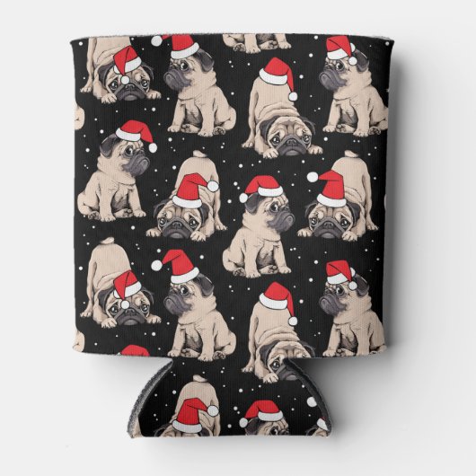 Pugs in Santa Hats Kerstmispatroon Blikjeskoeler (Voorkant)