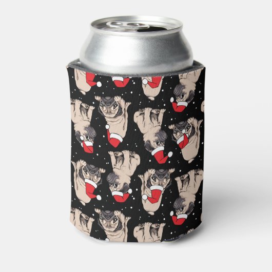 Pugs in Santa Hats Kerstmispatroon Blikjeskoeler (Blikje Achterkant)