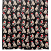 Pugs in Santa Hats Kerstmispatroon Douchegordijn (Voorkant)