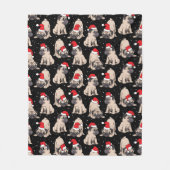 Pugs in Santa Hats Kerstmispatroon Fleece Deken (Voorkant)