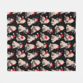 Pugs in Santa Hats Kerstmispatroon Fleece Deken (Voorkant (Horizontaal))