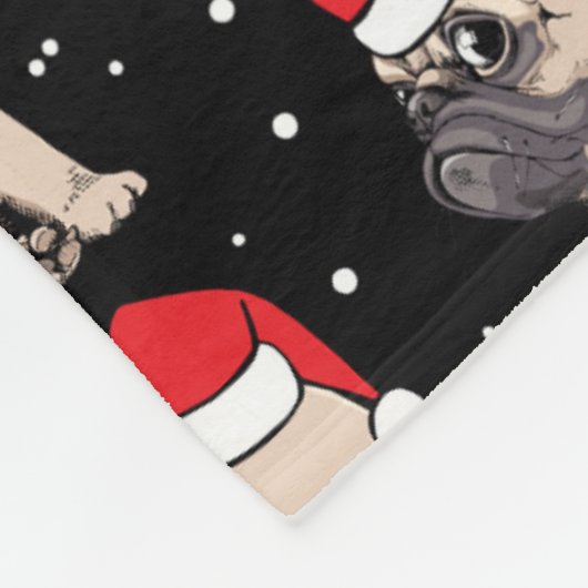 Pugs in Santa Hats Kerstmispatroon Fleece Deken (Hoek)