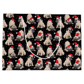 Pugs in Santa Hats Kerstmispatroon Groot Cadeauzakje (Achterkant)