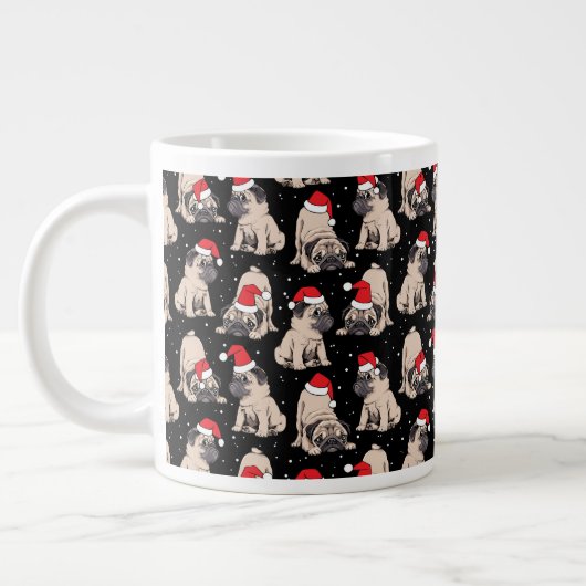 Pugs in Santa Hats Kerstmispatroon Grote Koffiekop (Links)