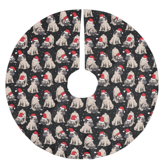 Pugs in Santa Hats Kerstmispatroon Kerstboom Rok (Voorkant)