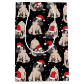 Pugs in Santa Hats Kerstmispatroon Medium Cadeauzakje (Voorkant)