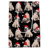 Pugs in Santa Hats Kerstmispatroon Medium Cadeauzakje (Achterkant)