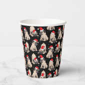 Pugs in Santa Hats Kerstmispatroon Papieren Bekers (Achterkant)