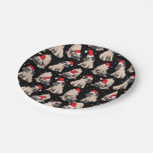 Pugs in Santa Hats Kerstmispatroon Papieren Bordje (Gekanteld)